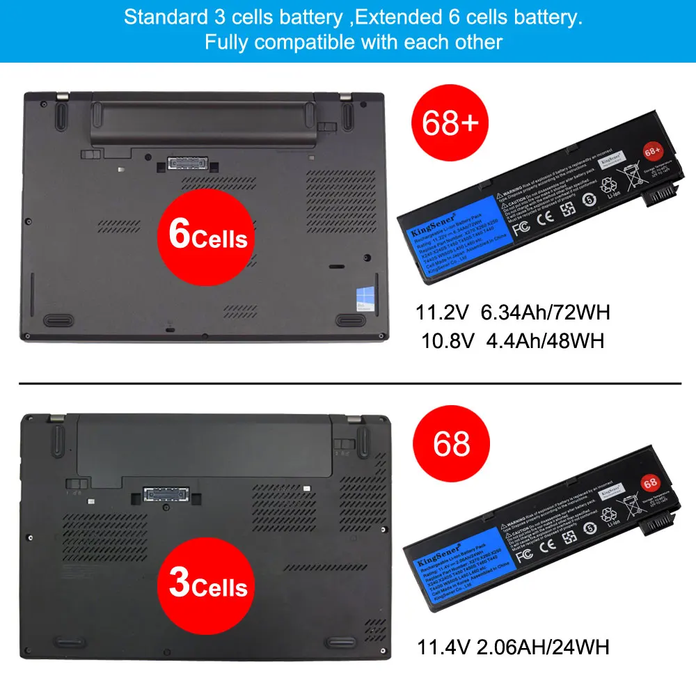 Kingsener-bateria do Portátil para Lenovo Thinkpad X270 X260 X240 X240s X250 T450 T470p T440s K2450 W550s 45n1136 45n1738 68 Plus - Imagem 6