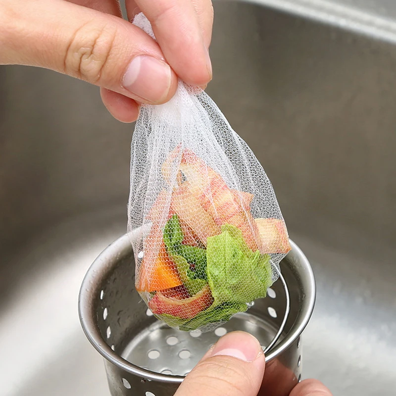 Kitchen Sink Filter Mesh Bag Disposable Pool Sewer Drains Anti-blocking Garbage Bag Bathroom Hair Catcher Strainer Net 30/100pcs
