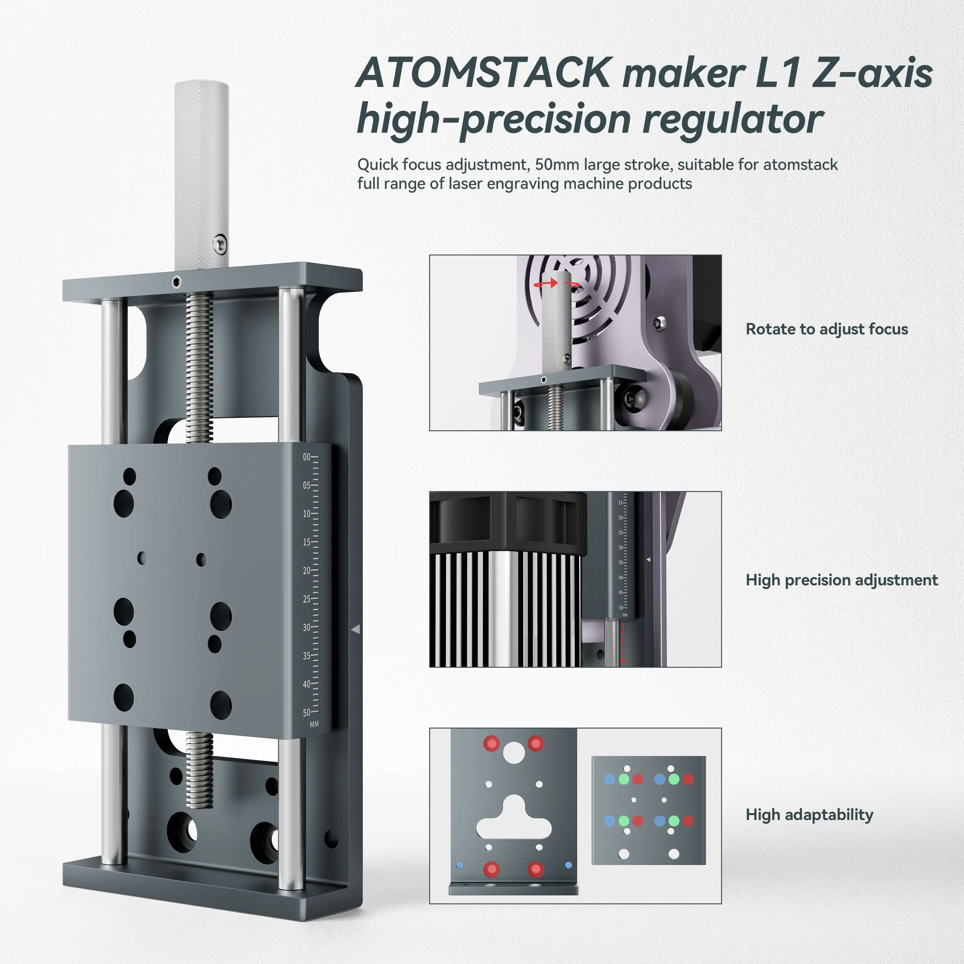 Atomstack Z Axis Sliding Lifting Device, Adequado para Atomstack Série