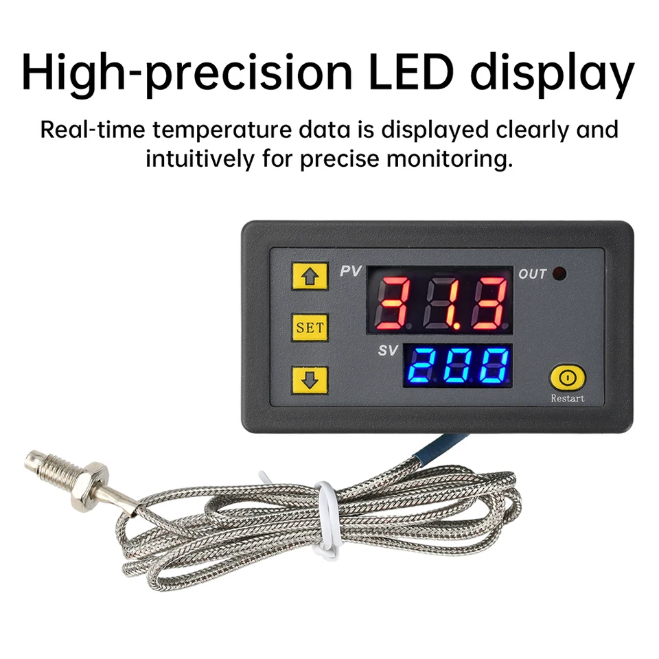 W1411 AC 110V 220V DC 12V 10A LED Digital Temperature Controller Smart Thermostat DC 12V Thermometer Control Switch W88 - 1420 - View #14