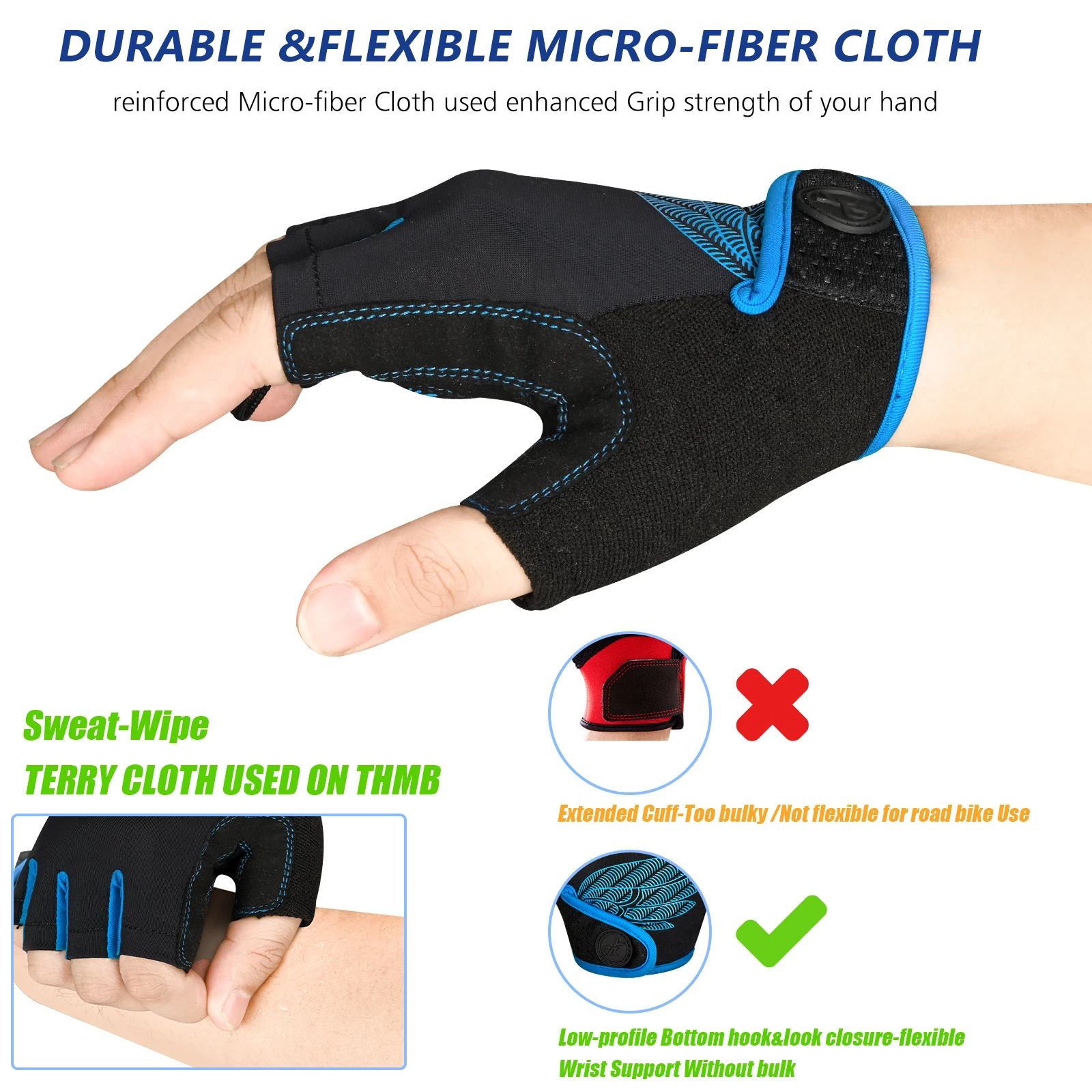 MOREOK Men's MTB Cycling Gloves Half Finger Gel Pad Enhanced Shock Absorption Anti-Slip Breathable for Road & Mountain Biking 3