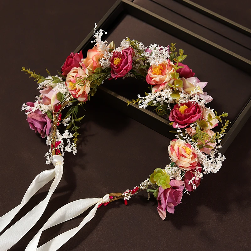 ecorative Props A Multicolor And Dreamlike Quality Ladies' Wedding Bride & Festival Flower Crown Headband