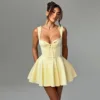 2025 Spring New Sleeveless Lace Splicing Spice Slip Dress Slim Backless Ballet Pompadour Dress V-neck High-waisted Mini Dress 3