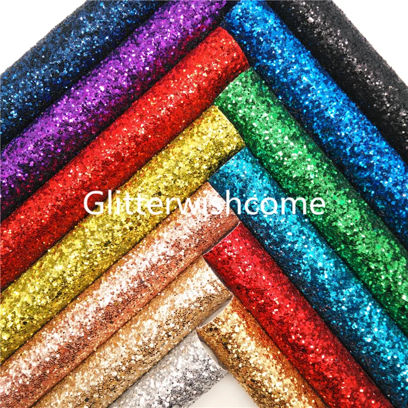 Chunky Glitter Leather Fabric Sheets With Felt Backing