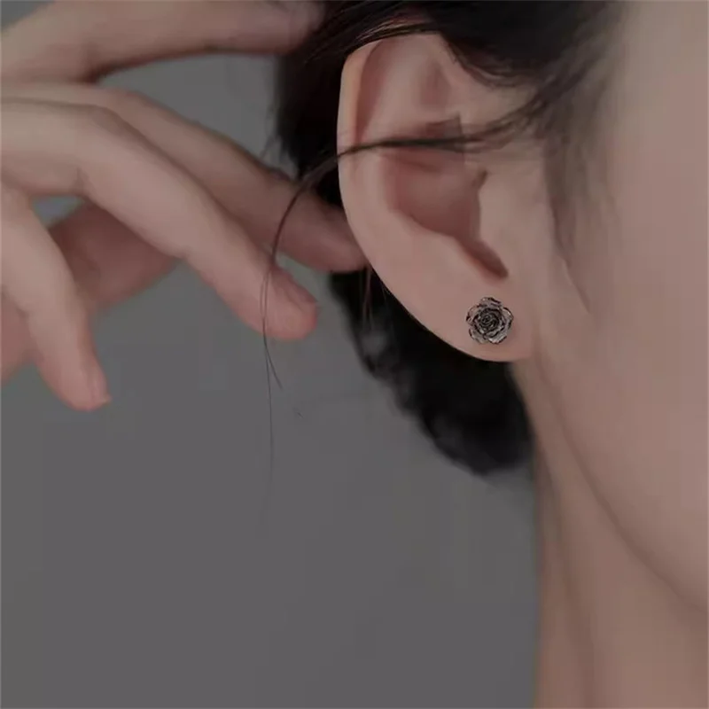 1Pair Trendy Rose Earrings Ear Stud Earrings For Women Girls Wedding Party New Fine Jewelry Gift 3