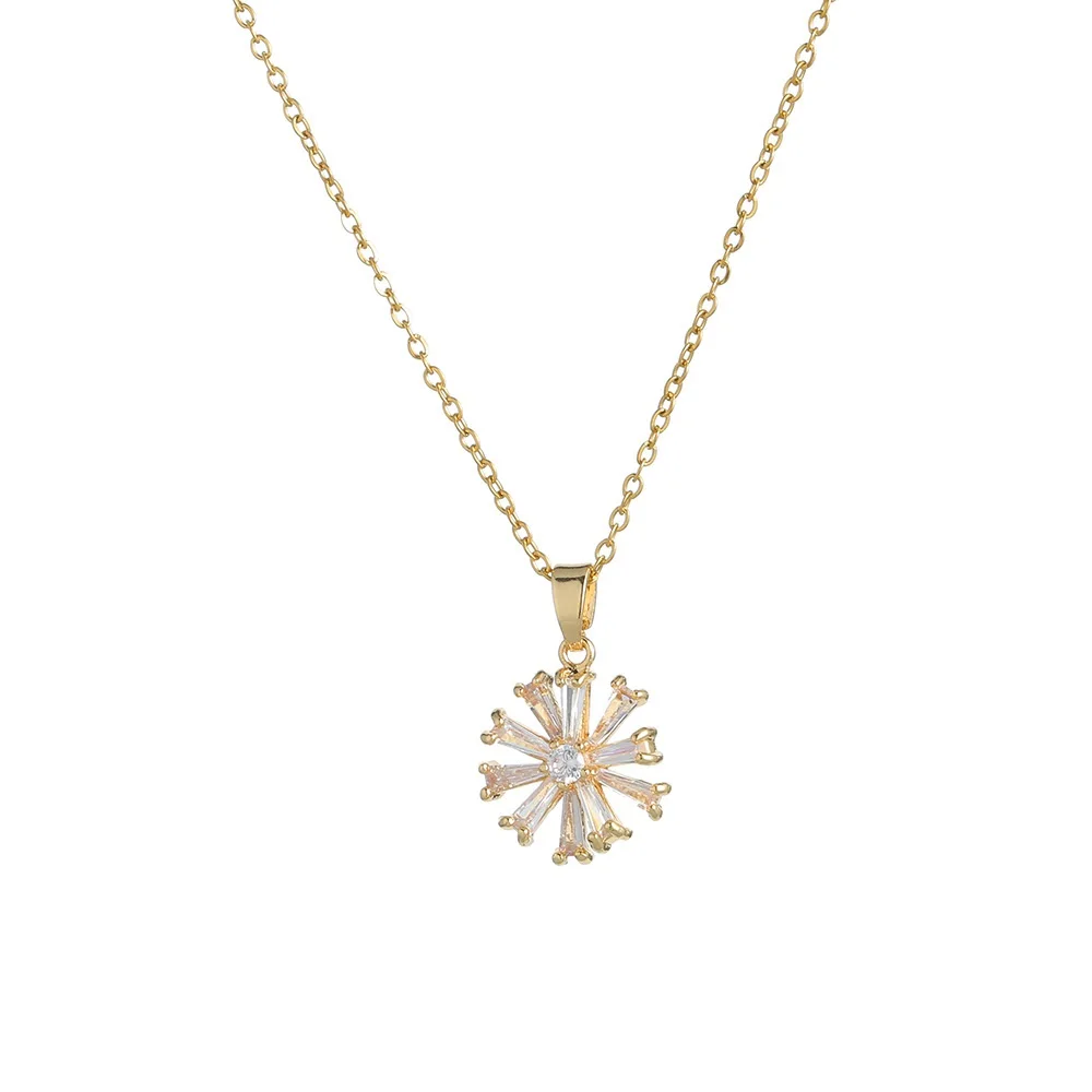 Fashion light luxury zircon flower necklace for women, pendant