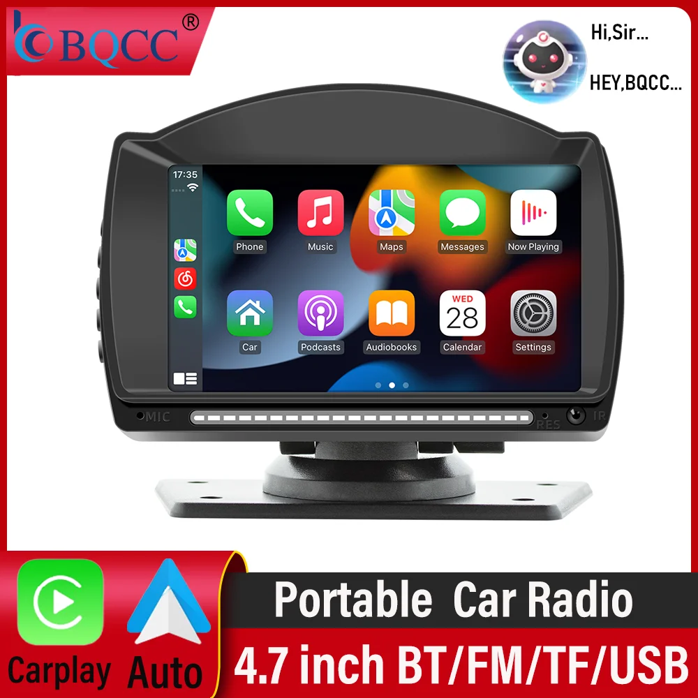 BQCC 4.7 inch MP5 HD Screen Portable Car Radio Wireless Carply Android AUTO Mirrorlink Dual USB Multimedia Smart BT Car Player
