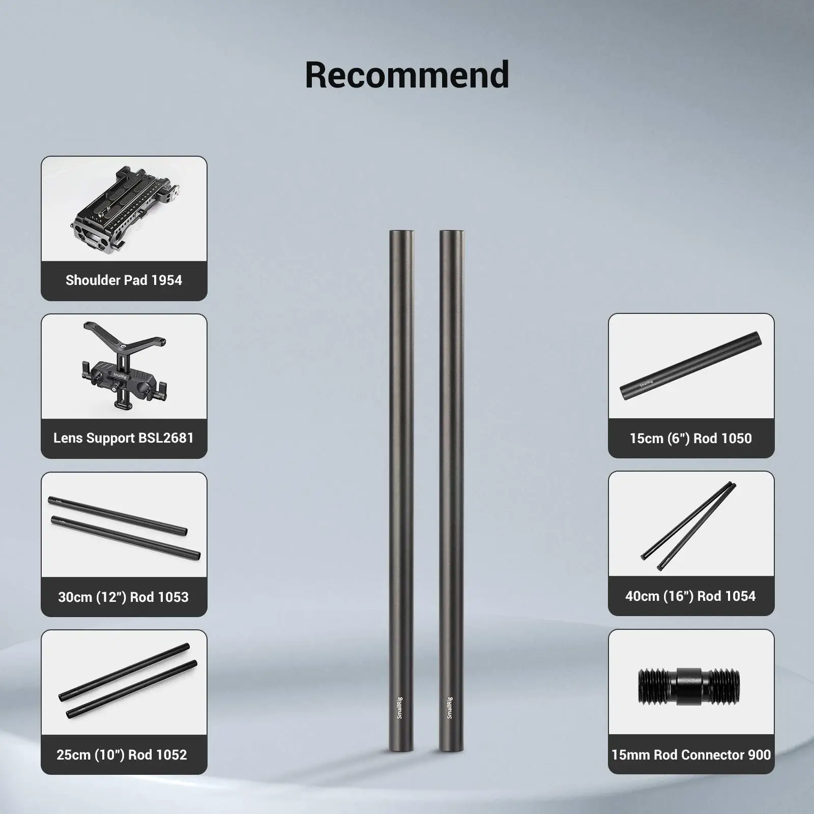 Aluminum Alloy 15mm Rod Camera Rail Rod 10/15/20cm 4/6/8Inch 2 Pcs Set for DSLR