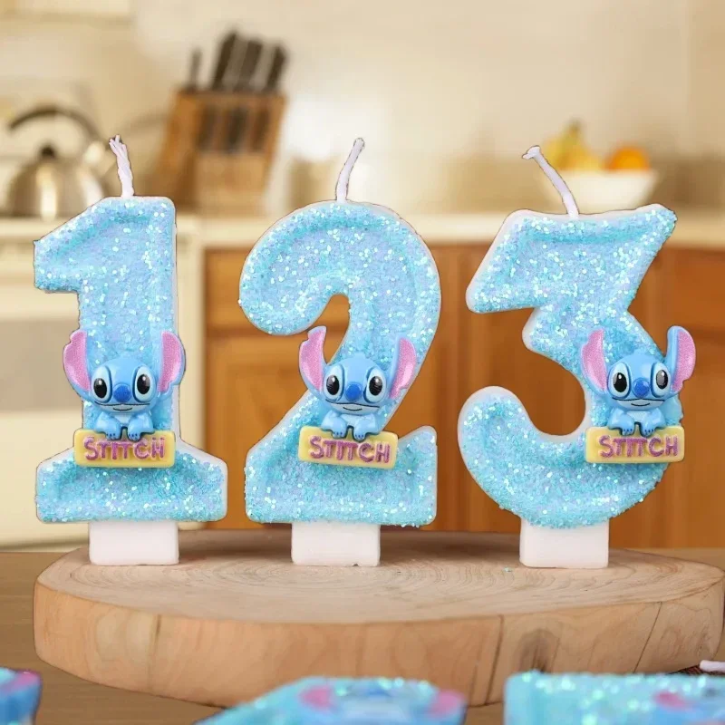 Anime Lilo & Stitch 0-9 Number Candle Cute 3D Stitch Cartoon Character Party Cake Plug-in Birthday Cake Decoration Gift