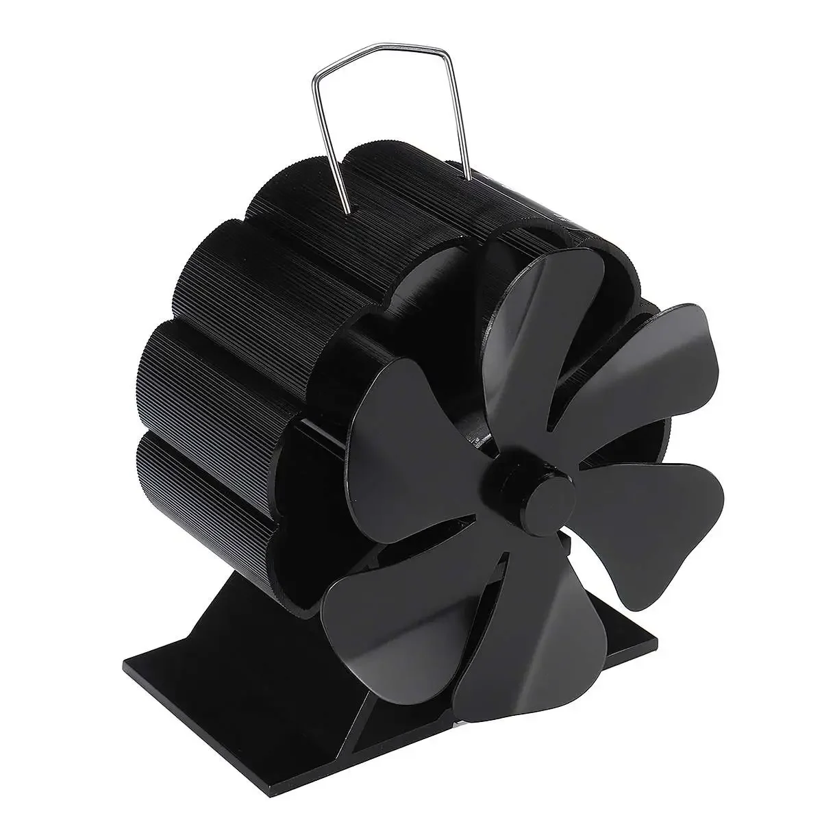 

Black Fireplace 5 / 6 Blade Heat Powered Stove Fan Log Wood Burner Eco Friendly Quiet Fan Home Efficient Heat Distribution