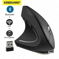 Dual-mode Vertical Mouse Bluetooth 5.0 Wireless 2.4G Mouse Rechargeable Mice Silent Mouse 1600DPI for Laptop PC Computer Desktop 1