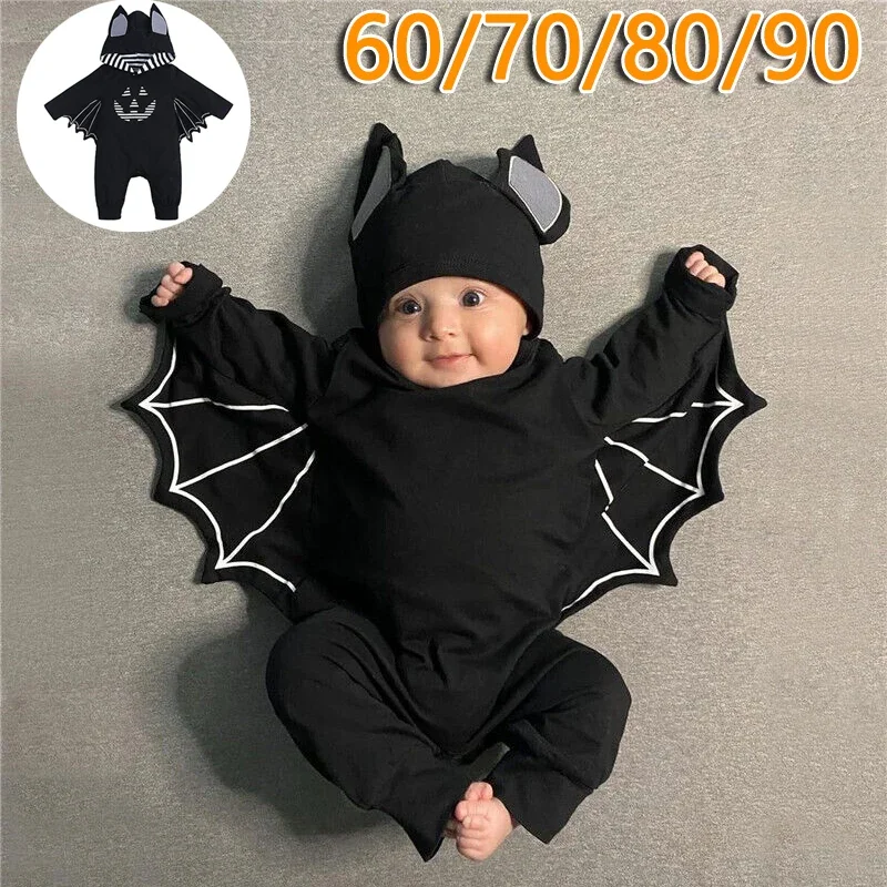 

Bat Costume Hooded Baby Suit Boys and Girls Halloween Role-playing Bat Costume Toddler Cute Animal Jumpsuit 1PC Romper+1PC Hat