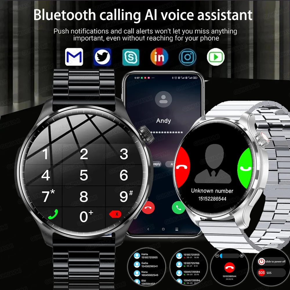 GUHUANMI NFC  Ʈ ġ  ȭ ȭ, AMOLED ÷ Ʈġ, ɹڼ , IP68   ð, 1.60 ġ