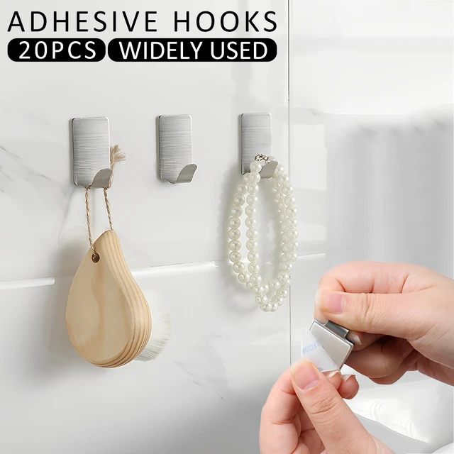 20 Pcs Adhesive Hook Iron Wall Shower Hooks Heavy Duty Coat Hook No  Drilling Towel Hook