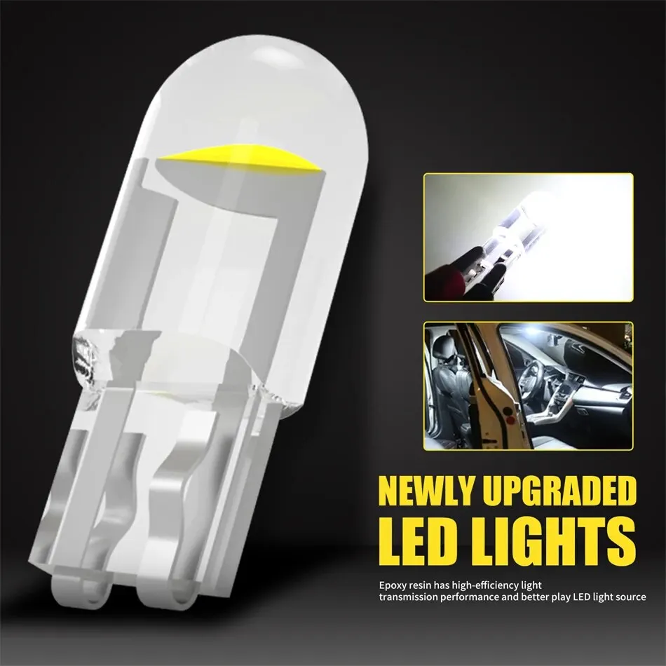 LED Bulbs AILEO T10 LED W5W Lights Canbus Glass COB 6000k Reading Dome Marker Wedge License Plate Lamp Bulb 168 194 192 DC 12V White Red