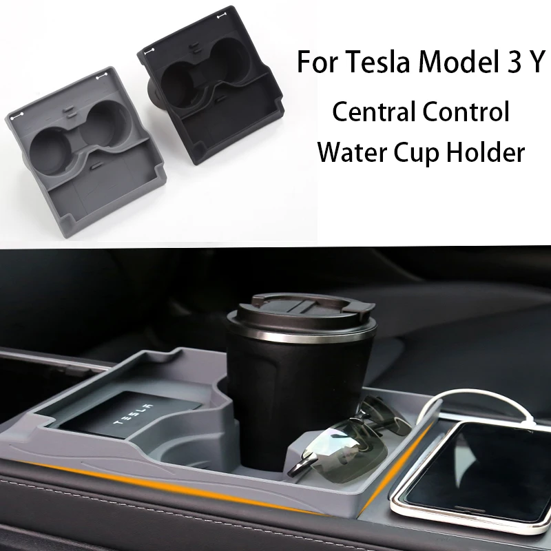 Per Tesla Model 3 Y Central Control Water Cup Holder Storage Box Limitatore Silicone Interni Accessori Per La Modifica Dell'Auto 2023
