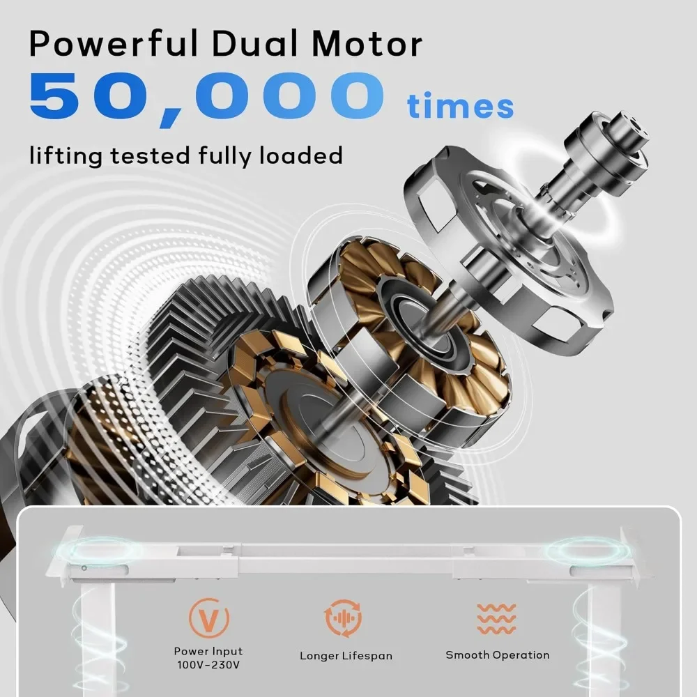 New2025-Dual Motor Electric Adjustable Standing for up to 90″ x 44″Desktop,330 lbs Weight Capacity,Computer Desk for Home and Of