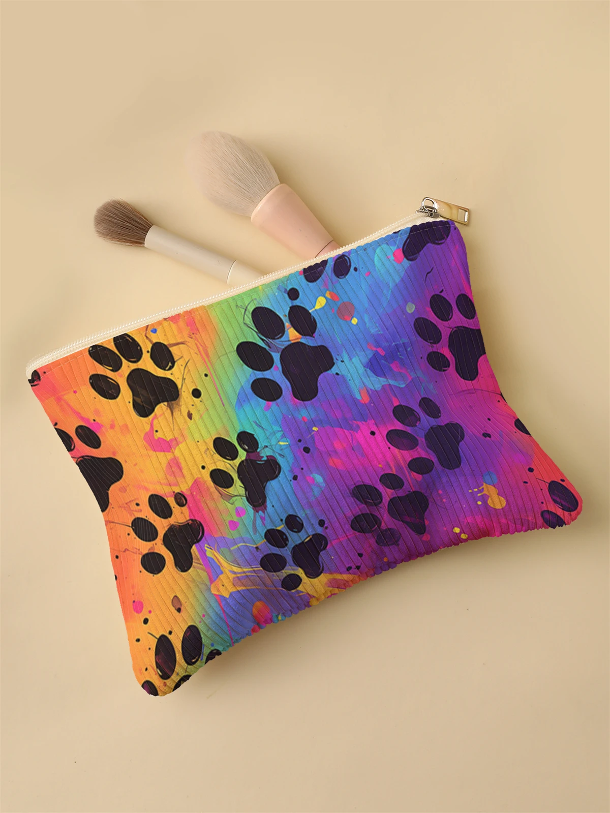 Corduroy Travel Cosmetic Bag Portable Makeup Storage Bag Purses Women Large Capacity Zipper Make Up Organizer Storage Clutch