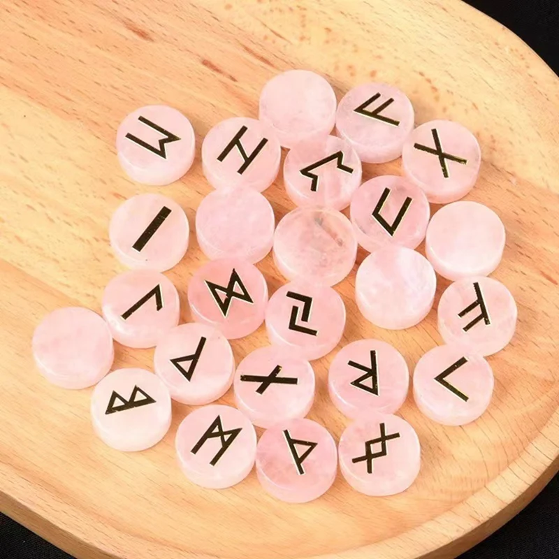25Pcs Jadestone Runes Set,Viking Rune Symbols For Divination & Fortune-Telling,Occult Supplies For Altar