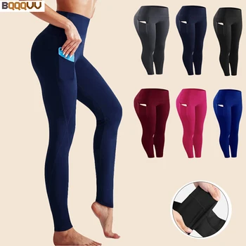High Waisted Workout Leggings with Pockets for Women, Gym Clothing, Yoga Pants, Running and Cycling, Soft, Summer, 1Pc 1
