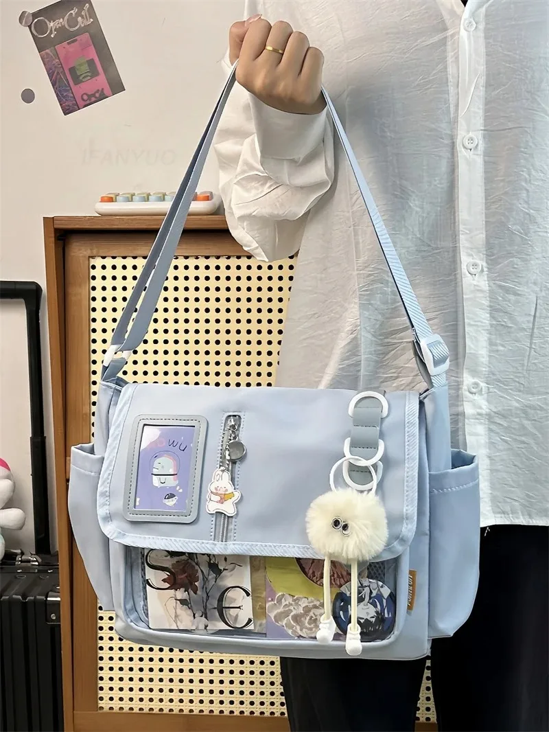 Japanische transparente Umhängetasche, mädchenhafte Umhängetasche im Harajuku-Stil, bezaubernde DIY-Abzeichen-Anzeigefeld, modische Umhängetasche – Detail 4