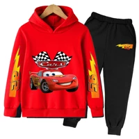 2025 New Disney Cars Kids Lightning McQueen Cartoon Print Kids Hoodie Pants Anime Kawaii Top Casual Boys & Girls Series