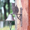 Rustic Cast Iron Cat Wall Hand Cranking Bell Double-sided Farm House Accents For Home Garden Office Bar Outdoor Decoration 1