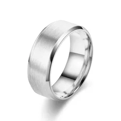 Elegant Brushed Rose Gold Stainless Steel Ring - Unisex Wedding Band and Engagement Jewelry Gift - 8 (Silver Color)