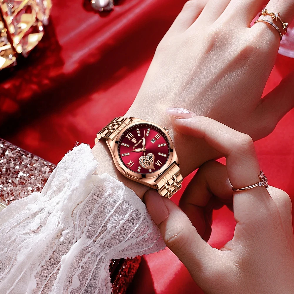 POEDAGAR Luxury Fashion Womens Watch Waterproof Luminous Dial Love Shape Stainless Steel Automatic Ladies Quartz Movement Watch 3