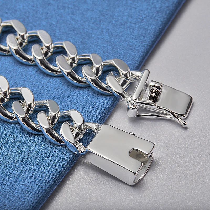 ALIZERO 925 Sterling Silver 10MM Chain Necklace Bracelet Set for Man Woman Luxury Wedding Engagement Party Jewelry jewelry set silver jewelry silver jewelry set
