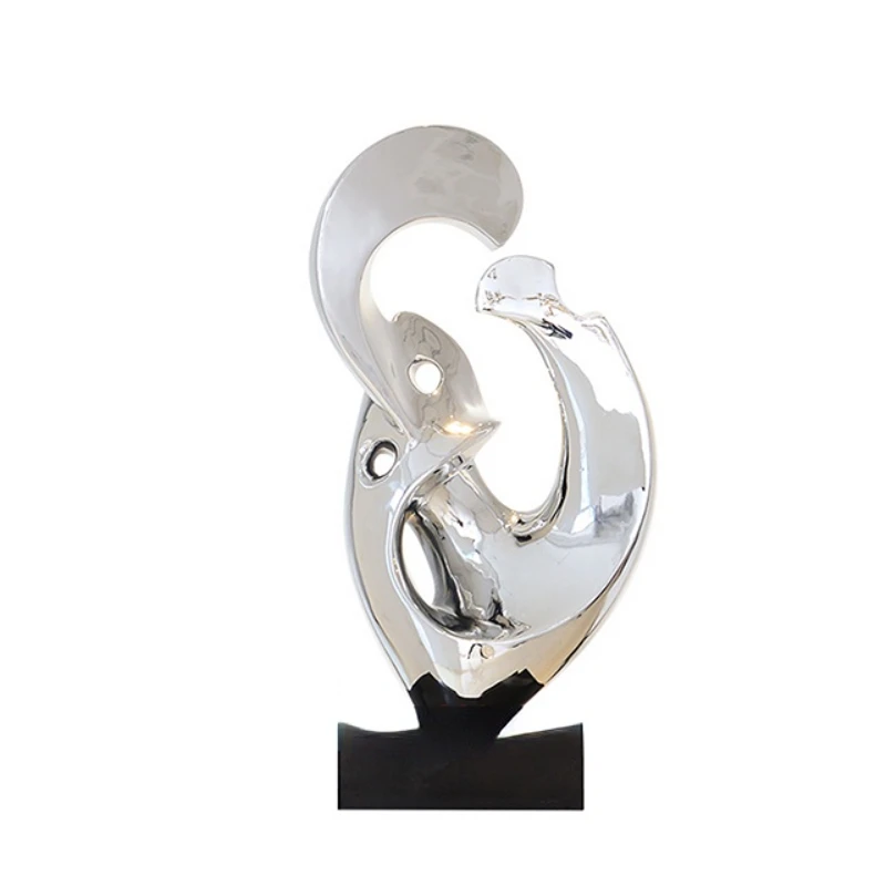 

Plating Silver Resin Crafts Sculpture Marble Base Office Desk Decorative Accessories