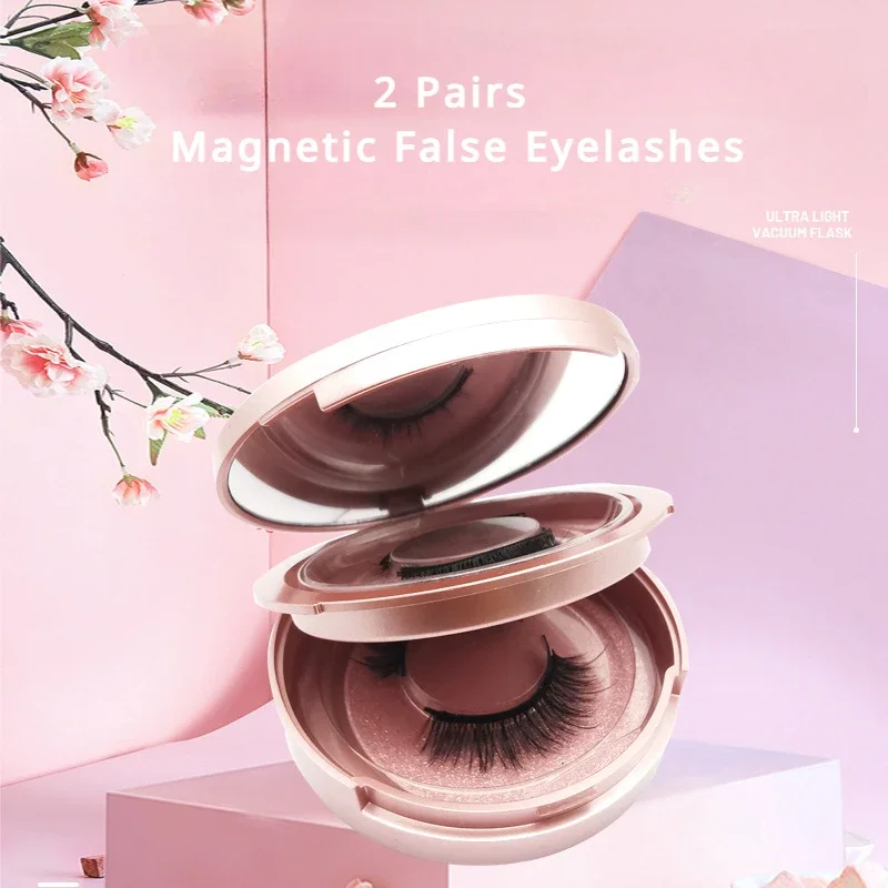 

2 Pairs Magnetic False Eyelashes Set 3D Simulation Natural Magnetic Eyelashes Reusable with Tweezers and Magnetic Eyeliner