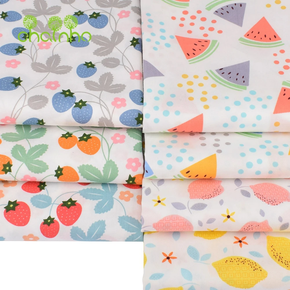 Chainho,Printed Twill Weave Cotton Fabric,DIY Sewing Quilting Material,Patchwork Cloth,Newest Fruit Series,2 Sizes,15C220