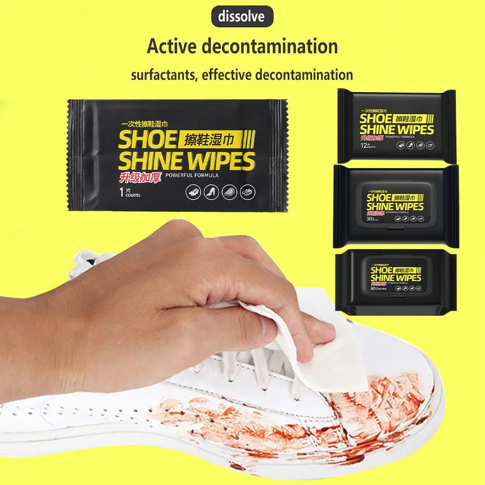 12/30/80PCS Disposable Shoe Cleaning Wipes Disposable Travel Portable Dirt Removal Wipes Shoe Shine Artifact Cleaning Tool 2
