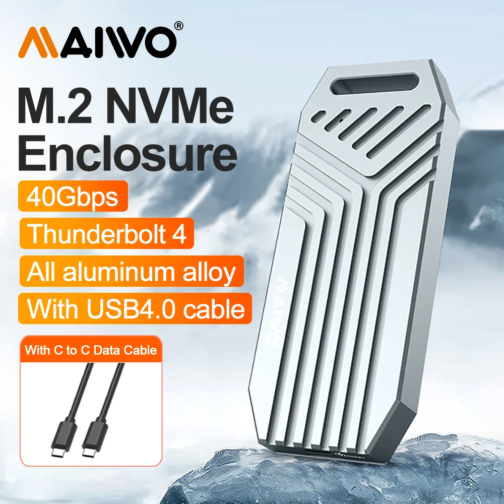 Maiwo Usb4 Nvme M.2 Ssd Enclosure 40Gbps Alluminio M2 Custodia Esterna Compatibile Con Thunderbolt 4 Type-C Nvme M.2 Ssd Case