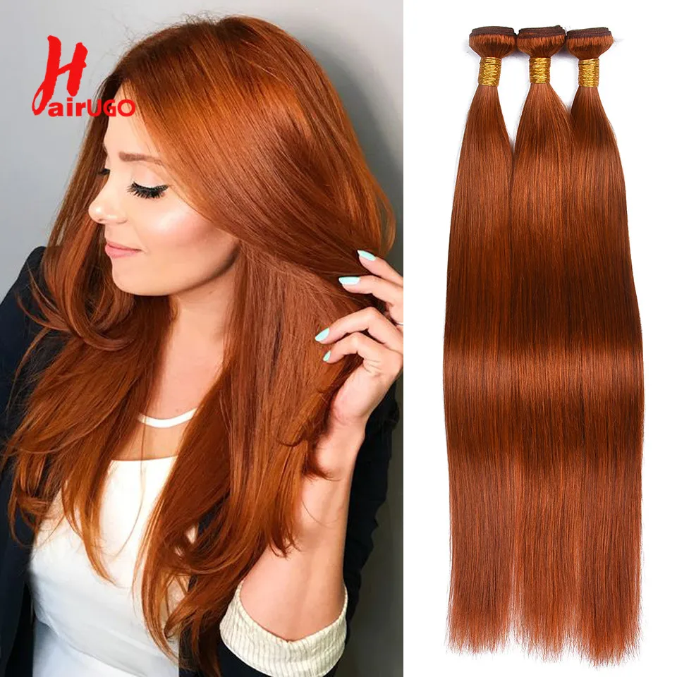 Ginger Orange Kinky Curly Hair Bundles HairUGo Brazilian Remy Hair Colored Kinky Curly Human Extensions Orange Weaving