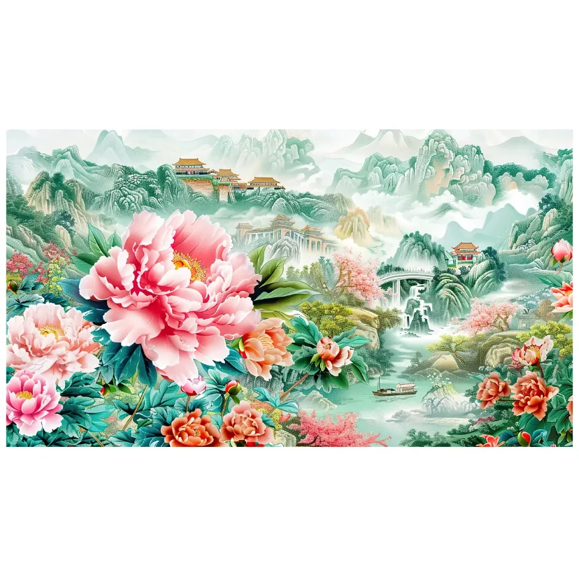 Needlework DIY Cross Stitch Set Full Embroidery Kit Printed Cross-stitch Home Wall Decor 14CT Flowers Mountains