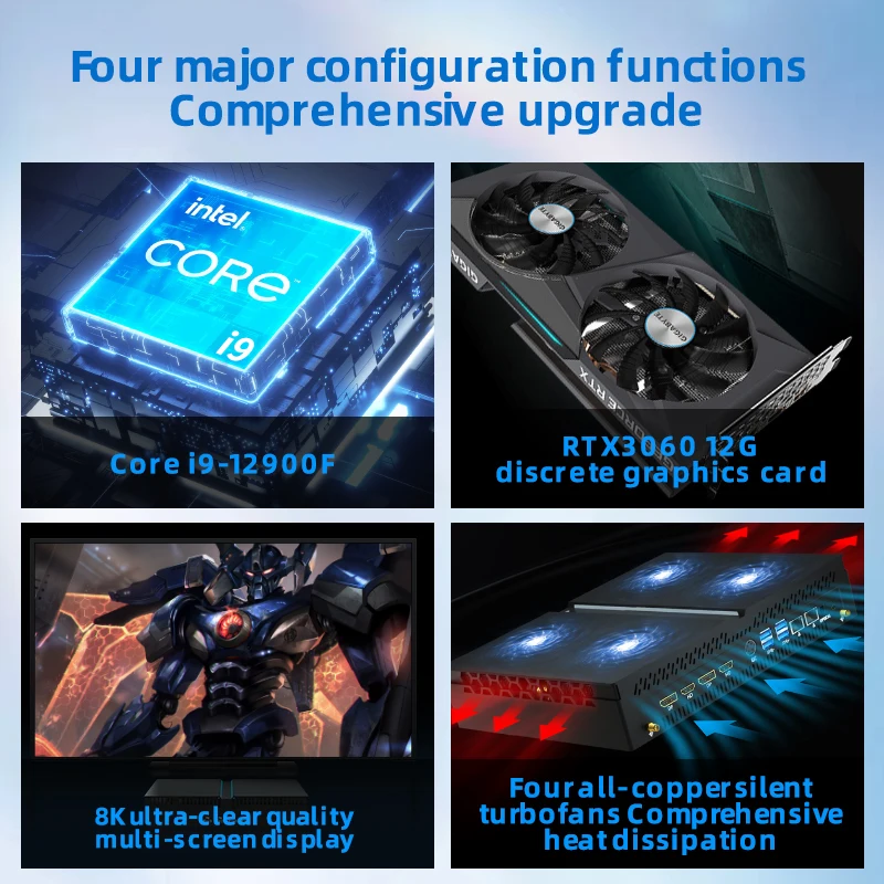Kingnovy Mini PC Gamer 13th Gen Intel i7 13700F i9 12900F NVIDIA RTX 4060 8G 3060 12G PCIE4.0 Gaming Computer Windows 11 WiFi6 3