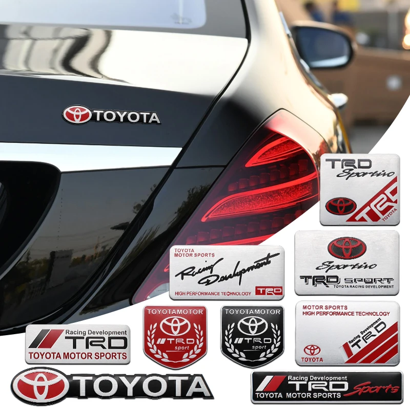 3D Алюминиевые автомобильные наклейки для Toyota Camry Corolla Auris Ralink Avensis T25 Yaris Rav4 Prado CHR TRD