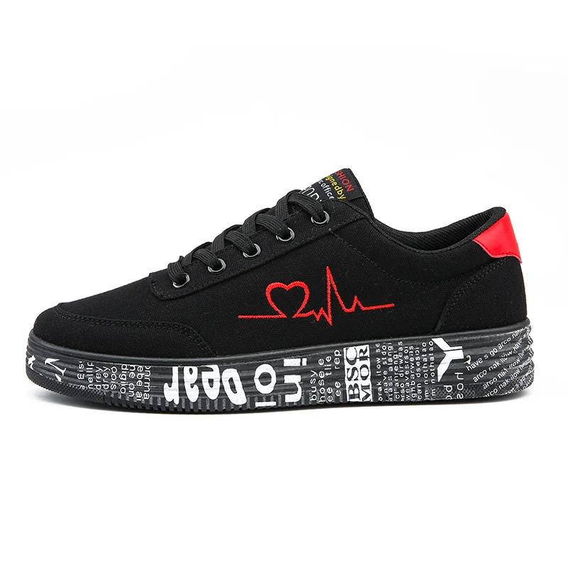 Fashion Women Vulcanized Shoes Sneakers Ladies Lace-up Casual Shoes Breathable Canvas Lover Shoes Graffiti Flat Zapatos Hombe