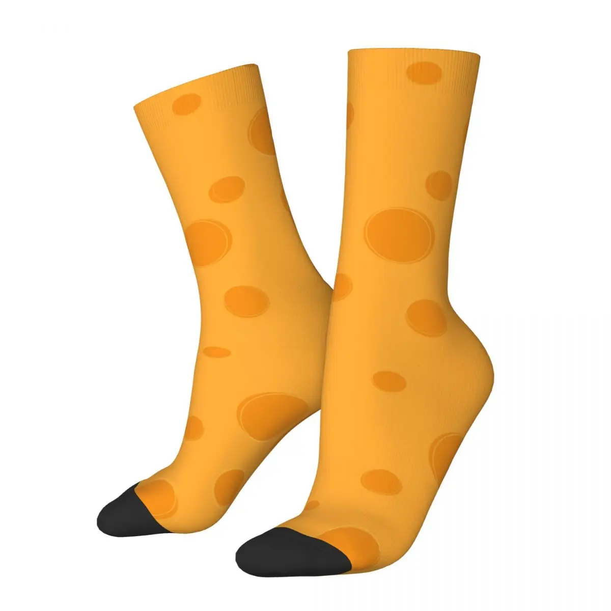 

Autumn Winter Crazy Design Women Men Yellow Swiss Cheese Socks Non-slip Basketball Socks
