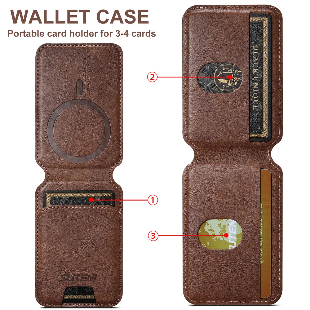 Elegant Magnetic Leather Wallet with Flip Slot Card Holder