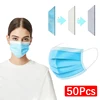 50pcs Disposable Mask Earloop Pink Bule Black White Mouth Masks 3 Layers Meltblown Non-Woven Breathable Face Mask 3