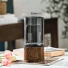 Modern Simple and Creative Glass Water-grown Flowers Wooden Base Vase Decoration Living Room Dining Table Flower Arrangement 5