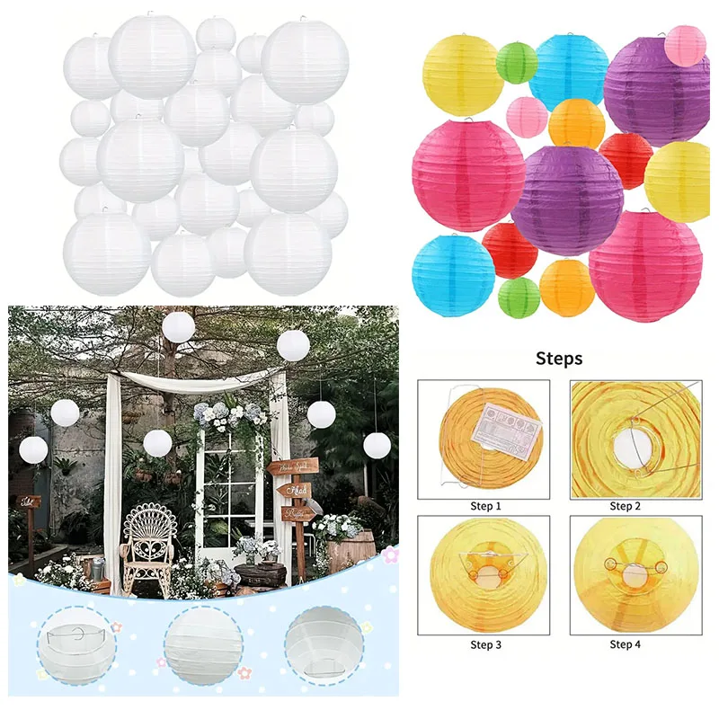 Paper Lantern for Wedding Party Decoration Hanging Chinese Lantern for Festival Theme No Need for Electricity Outdoor Decoration
