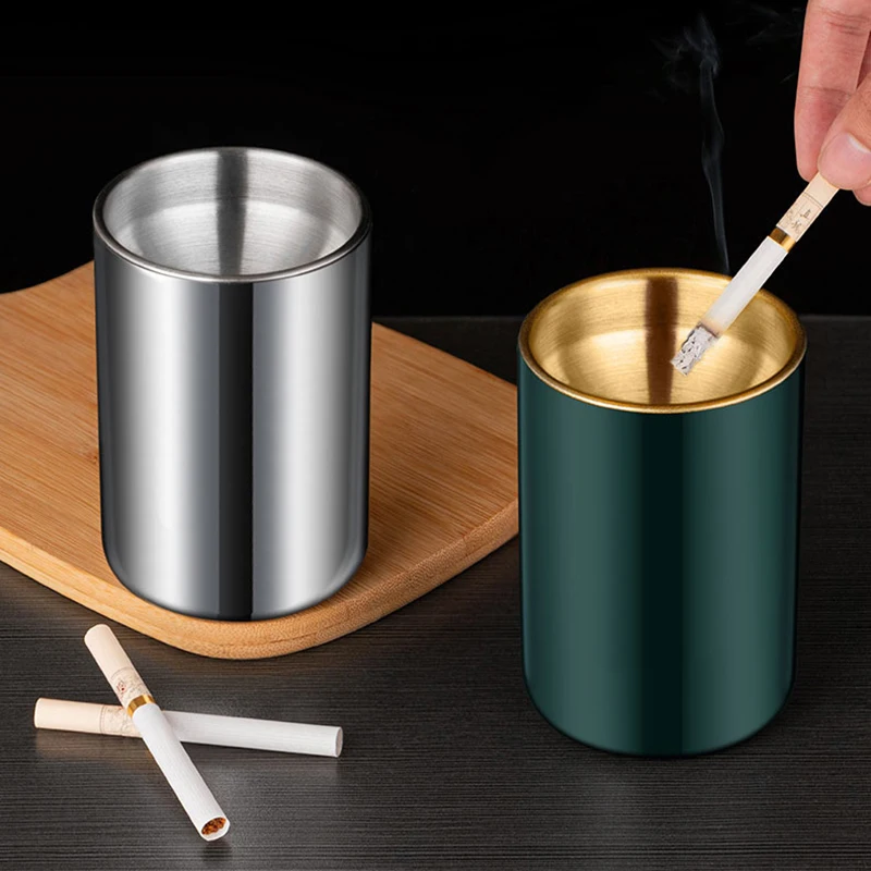 Detachable Stainless Steel Ashtray Creative Funnel Windproof Car Living Room Office Home Decor