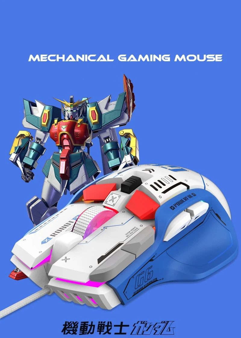 Gundam Bumblebee Mechanical Wired Mouse Transfor Mecha RGB Light