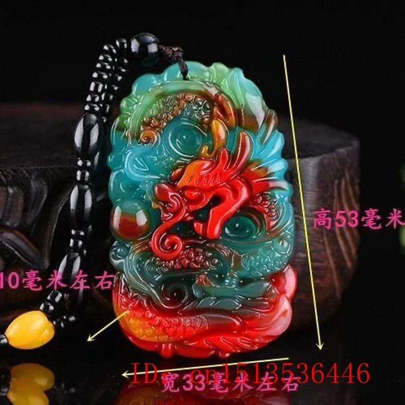 ナチュラルカラー翡翠ドラゴンペンダントネックレス中国チャーム Ite