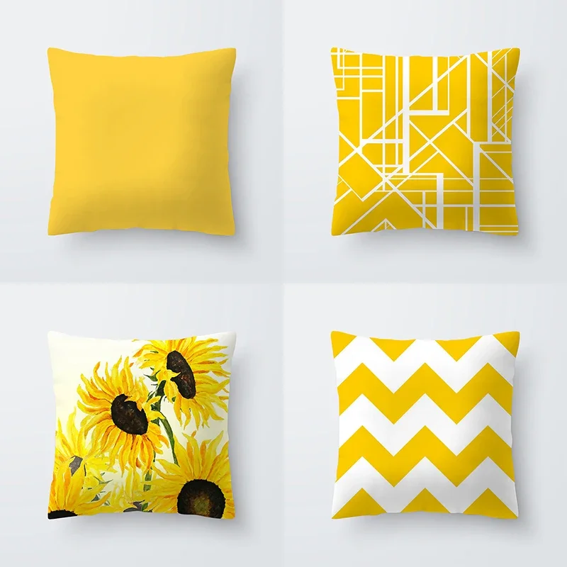 

Yellow Minimalist Geometric Lines pillowcase cushion sofa living room bedroom Head of bed Clean Comfortable Home decor Car