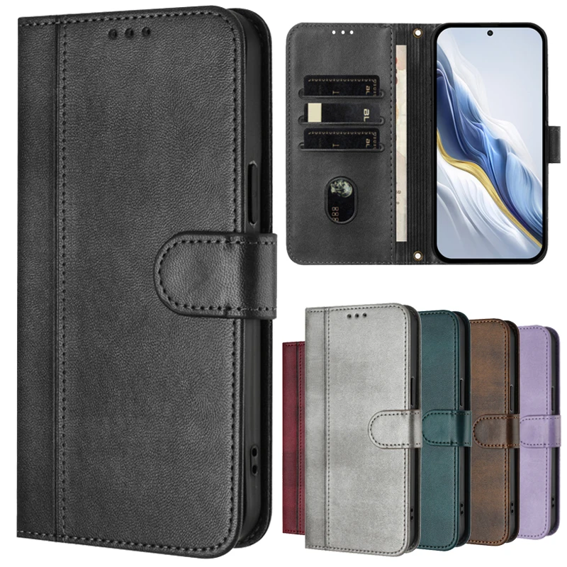 Magnetic Leather Wallet Flip Case with Card Holder - Premium Protective Phone Cover